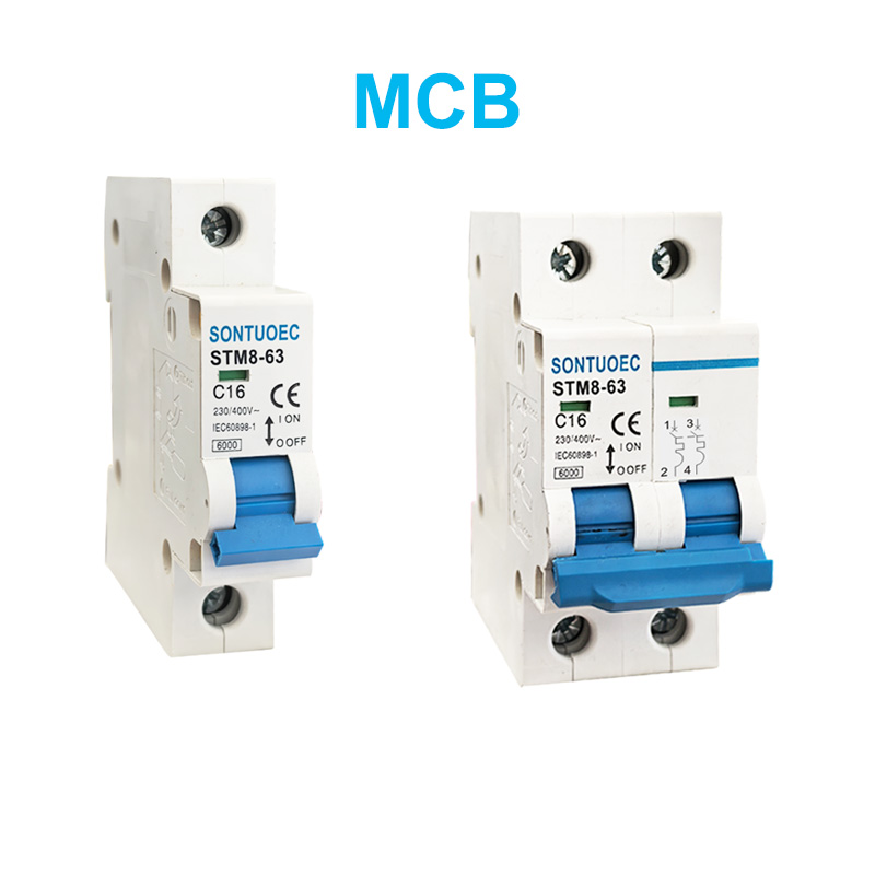 STM8-63 மினியேச்சர் சர்க்யூட் பிரேக்கர் 6KA 1P 2P 3P 4P 16A 230/400V
