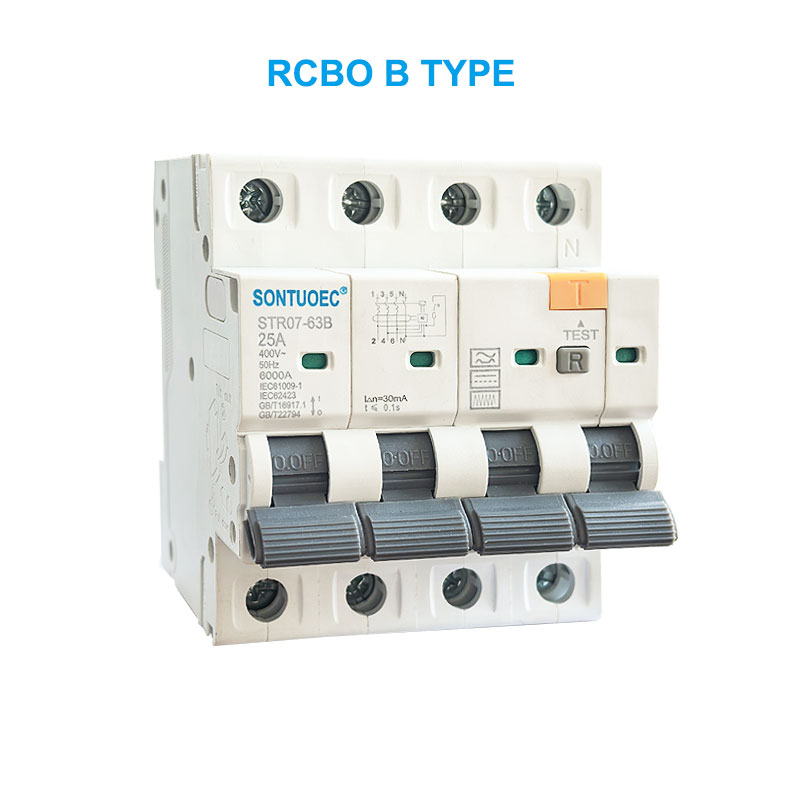 STRO7-63B RCBO B வகை 2P 4P மீதமுள்ள தற்போதைய சர்க்யூட் பிரேக்கர்